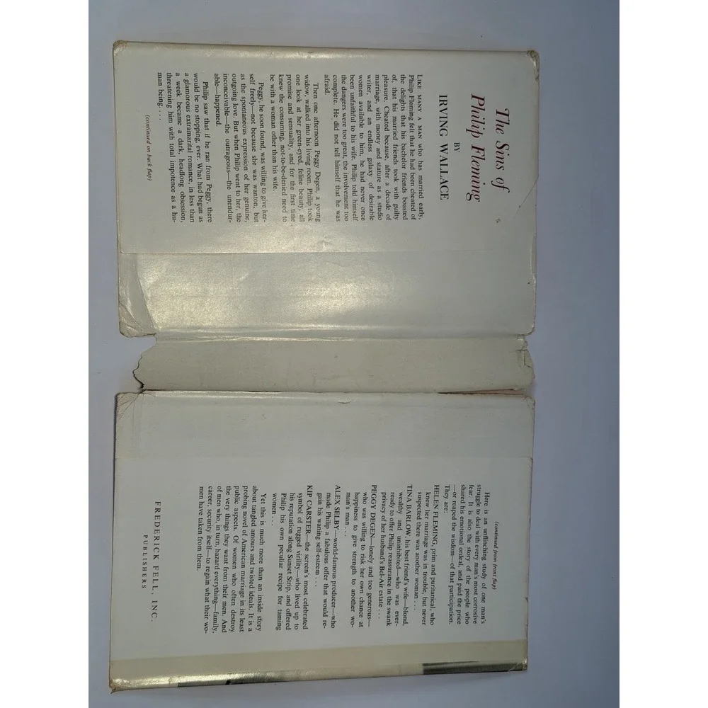 Irving Wallace Sins of Philip Fleming 1959 First Edition First Printing Novel DJ
